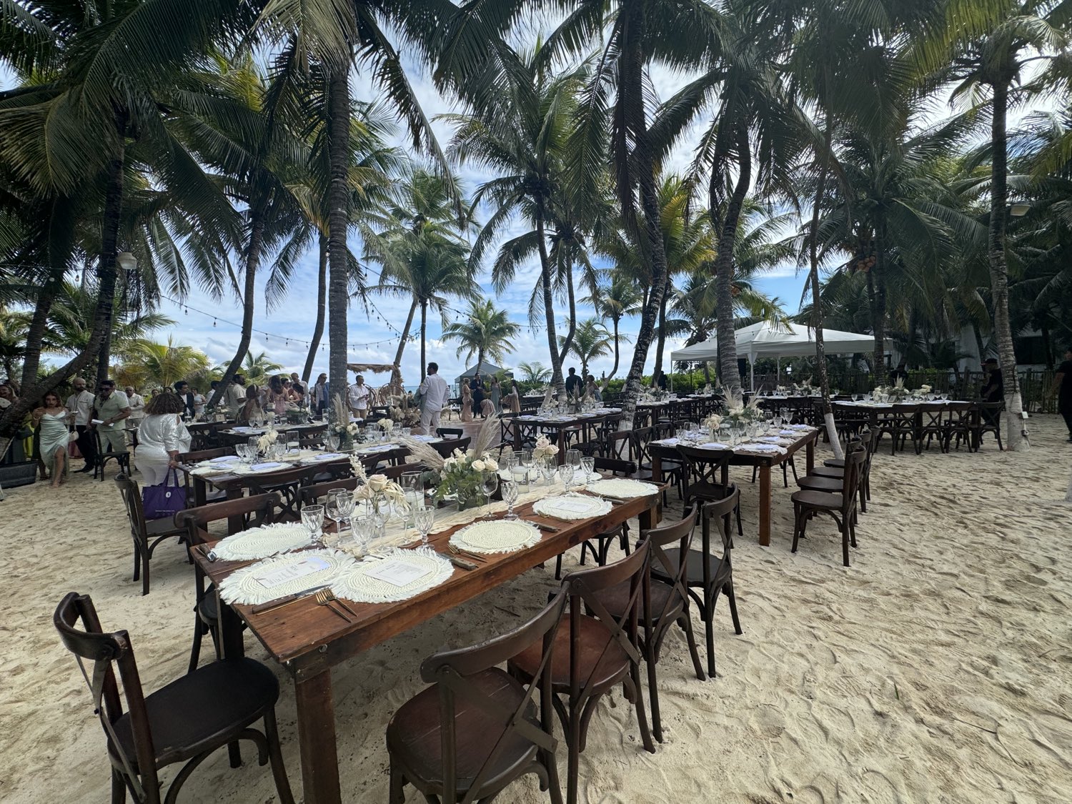 Exclusive beach wedding in Mexico under palm trees